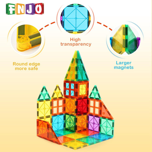 Magnetic Tiles, 64 PCS Magnetic Building Blocks Set, STEM Toys for Kids - Creative and Inspirational
