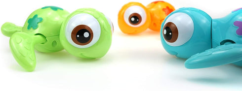 Swimming 18M+ (3pcs) DUCKBOXX XX Wind-up Sea Turtles Bath Toy, No Battery Mold-Free Anti-Rust Interactive Montessori