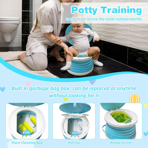 2026 30 Upgraded Portable Potty Chair for Toddlers with Splash-Proof Design, Foldable Travel Potty with Bag & Refills