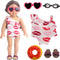 18 Inch Doll Swim Accessories Set - Passionate Beach Playset with Doll Bikini, Sunglasses, Goggles & Sandals