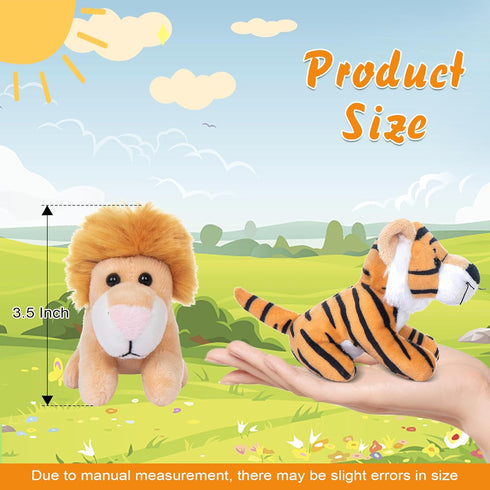 10 Pack 3.5 Inch Set 10 My OLi Plush Wild Animals Toys - Jungle Stuffed Animal Bulk Toys for Kids: Tiger Lion Elephant