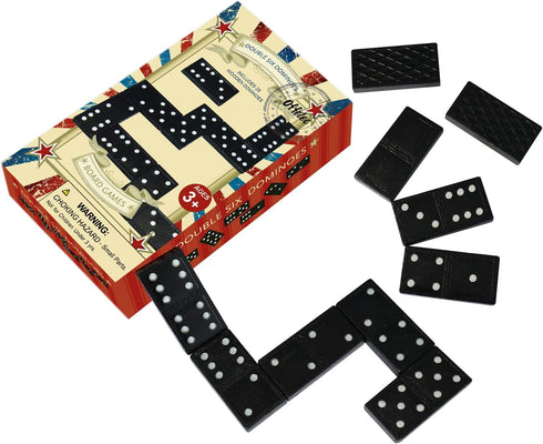 Wooden Double Six Dominoes Set, Classic 28 Pieces Board Game for Kids, Ideal for 2-4 Players