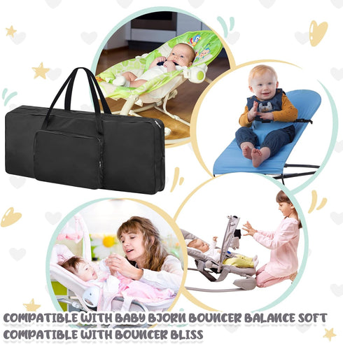 Huhumy 35.8 15.4 4.5 Inches Bouncer Cover x x Transport Bag for Bouncer Black Infant Bouncy Seat Travel Bag Double