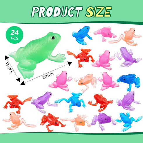 24 Pack Mini Frog Toy, Realistic Rubber Frogs for Frog Party Favors, Early Education Teaching Aids
