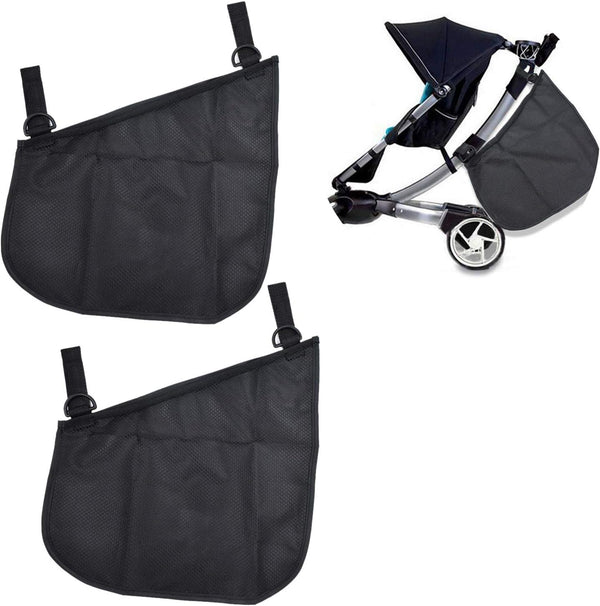 2 Pack Universal Side Sling Stroller Mesh Cargo Net and Organizer for Extra Storage Space