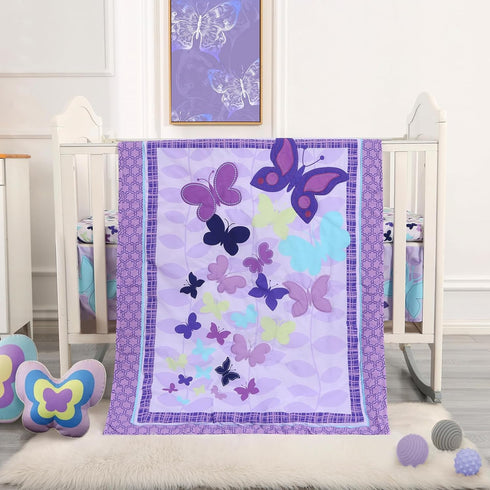 Wowelife Butterfly Crib Bedding Set for Girls 3 Piece Baby Girl Bedding