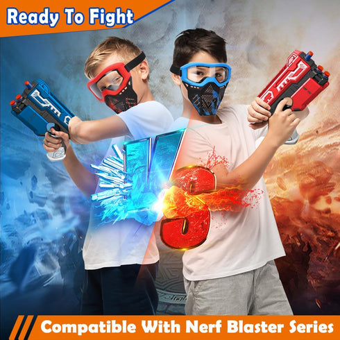 POKONBOY 2 Pack Tactical Mask with Goggles Compatible with Nerf Rival, Apollo, Zeus, Khaos, Atlas, & Artemis Blasters