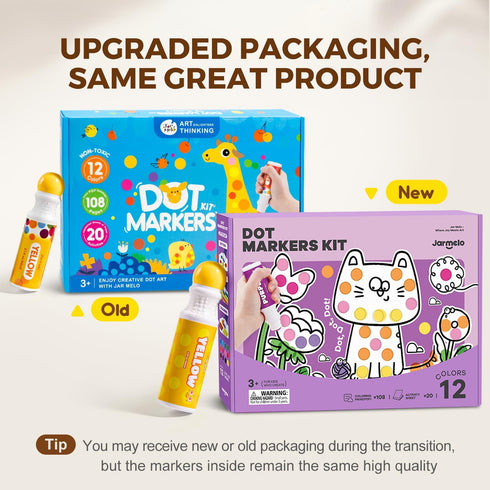 12 120 20 Jar Melo Washable Dot Markers for Toddlers, Colors Dot Paints with Printed PDF & Activity Papers, Non-Toxic