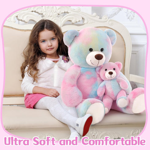 Tezituor Giant Teddy Bear Stuffed Animal 39in, Large Mommy Bear with Baby, Gift for Kids, Girlfriend on Special