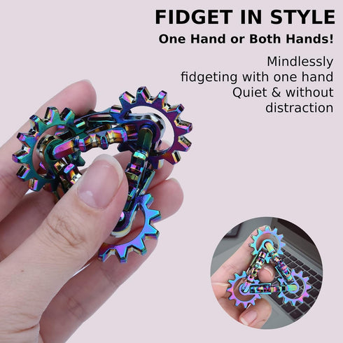 Metal Fidget Toys - Quiet Infinity Gear Fidget Toy - Unique Movement Fidget Tool - Improve Dexterity and Focus - Ideal
