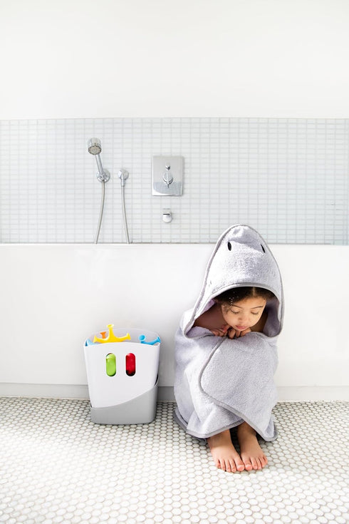 Gray Ubbi Bath Toy Organizer with Removable Drying Rack & Scoop for Toddlers