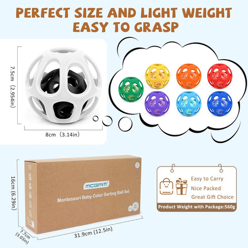 Set MCGMITT Silicone Baby Teething Toys Bundle with Baby Ball Toy