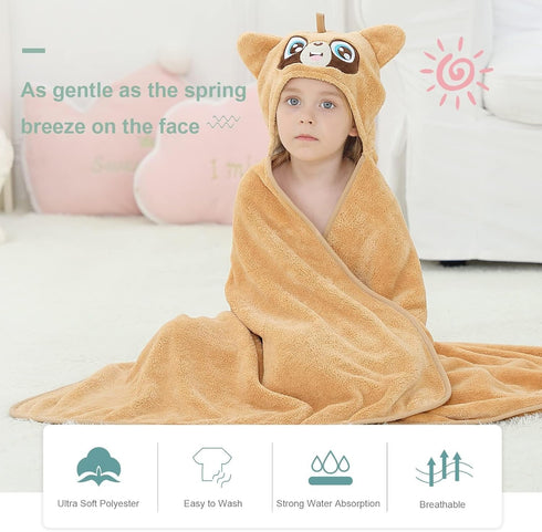 Swimming 31.5" 53" 0-9T MICHLEY Cartoon Hooded Baby Towel Unisex, Premium Soft Bathrobe Large Washcloths x