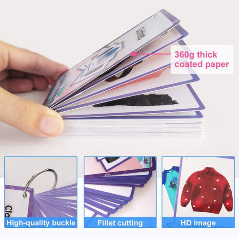 34PCS/Set English Flash Cards for Kids Educational Learning Pocket Card Toys for Children Pre-Kindergarten