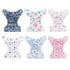 6 Pack+6pcs 6FG38 babygoal Reusable Cloth Diapers Rayon from Bamboo Inserts+Wet Bag, One Size Adjustable Washable