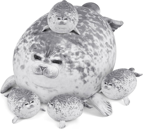 KMUYSL Seal Plush Toys for Girls Ages 3-8, Mommy Seal Stuffed Animal with 4 Babies, Ideal Christmas Birthday Gift