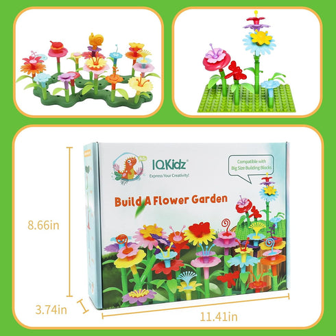 3-6 Years Old Toddler Toys - Flower Garden Building Toy with Insect Pegs, 153Pcs Educational STEM Stacking Set
