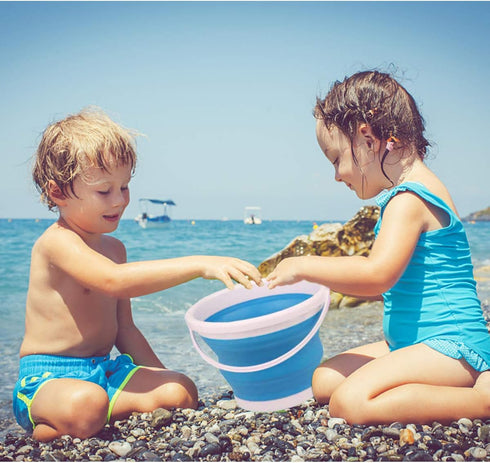 3L Jumbo Foldable Buckets, Silicone Sand Beach Toy Pails for Kids and Adults, Multi Use for Outdoor Activities
