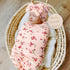 DRESHOW BQUBO Baby Girl Newborn Floral Receiving Blankets with Bow Hat Headband Wooden Birth Announcement Card Set Newborn Baby Swaddling Hats Sleepsack Toddler Warm Shower Gift by DRESHOW