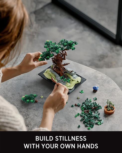 Set, (733 NF10322) Nifeliz CHAN Bonsai Tree Building Artificial Plant Model Toy for Desk or Home Decor, Peaceful Gift