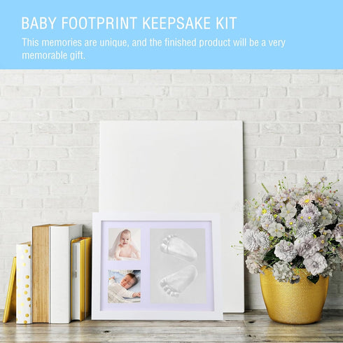Newborn Handprint and Footprint Keepsake Frame Milestone Photo Frame White Clay Ink Kit Memory Gift for Nursery