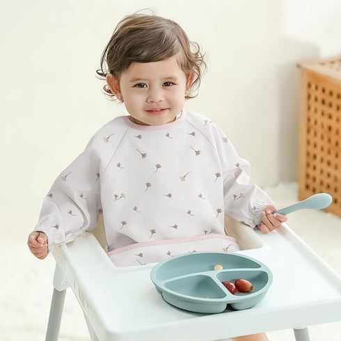 2 Pack Susurration Feeding Bibs Long Sleeve (Pink Flower)