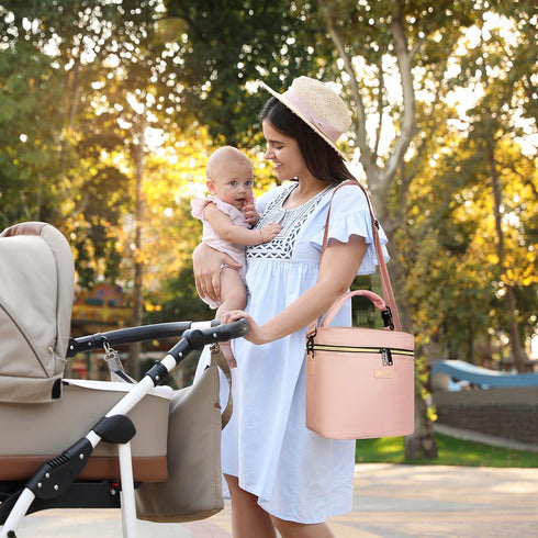 6 9 Pack Mancro Breastmilk Cooler Bag Fits Bottles Up to Ounce, Insulated Baby Bottle Bag Comes with ice and Shoulder