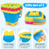 7 PCS Castle Foldable Beach Sand Buckets Toy Set with Shovels, 3L Silicone Collapsible Bucket for Kids, Camping Gear