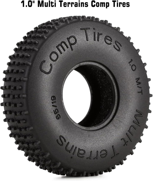 INJORA 1.0 Tires-S4 Multi Terrain Pin Crawler Tires for TRX4M SCX24 AX24 FCX24 Upgrade Parts, 65 * 19mm,T2440