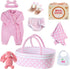 BABESIDE 8 Pcs Reborn Baby Doll Clothes with Bassinet - Outfit Accessories for 17-22 Inch Baby Doll Girl