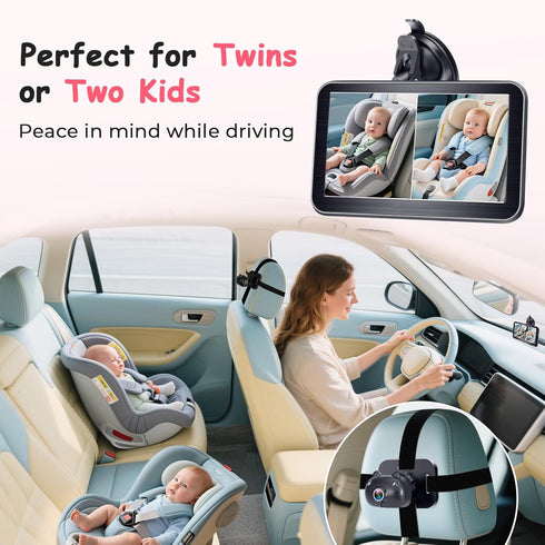Befumly HD-1080P 2-Kids 7 360 Baby Car Camera: Auto Night Vision Dual Backseat Cameras with Split-Screen Recording