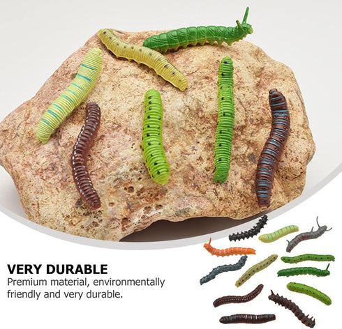 24Pcs Simulation Caterpillar Plastic Fake Worm Crawling Halloween Prank Toy, Educational Learning Toys for Kids