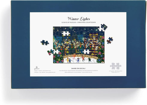Galison Winter Lights Christmas Countdown – 12 Days of Puzzles Featuring Images of Winter City Fun