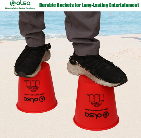 OLSA Yard Pong Games, Giant Outdoor Game with 12 Buckets, Balls, Carrying Bag for Beach Camping Lawn Fun