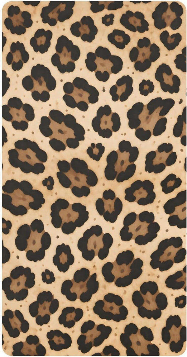 CZXW Cheetah Leopard Print Crib Sheets Fitted 52" x 28" Natural Cotton Soft