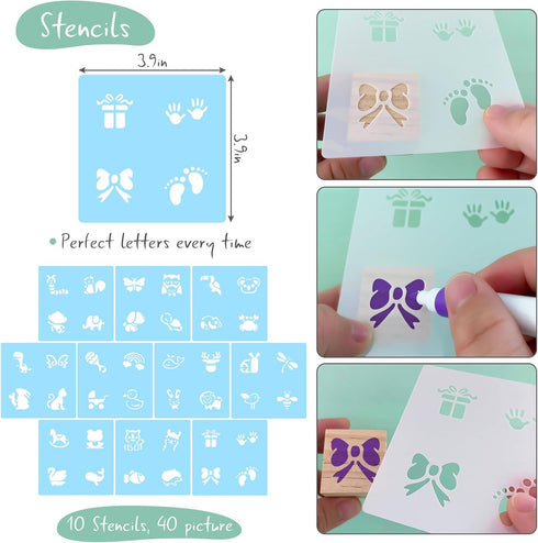 Aisharery 117 52 24 1 40 Pcs Baby Shower Blocks to Decorate Game Kit Includes Wooden Blocks Markers Game Sign Templates