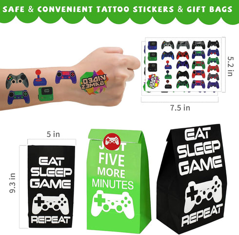 146 Pcs Video Game Party Favors, Gamer Party Favors for Boys - VIP Passes, Lanyards, Bracelets, Keychains, and More