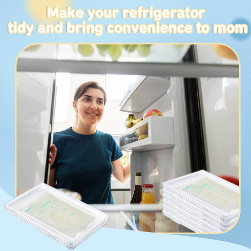 Hushee 12 7.87 4.72 0.67 Pcs Clear Flat Breast Milk Freezer Storage Organizer Space Saving Breastmilk Storage