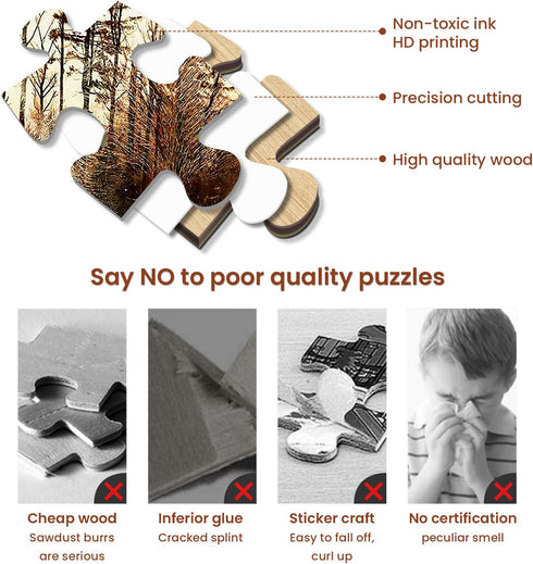 WOZUIBAN Adult Puzzle Classic Jigsaw 1000 Pieces - Wooden Puzzle DIY Forest Map Bear, Unique Gift, 75x50cm