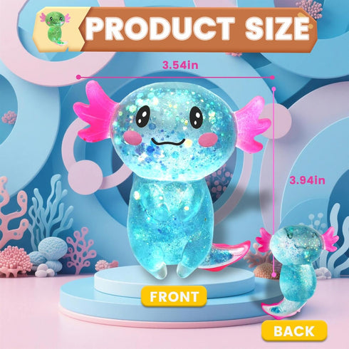 Puffwize 4pcs Gift(4pcs) Axolotl Squishy Stress Relief Toy Glitter Fidget Toys Cute Malt Sugar Axolotl Toy Fidget Toys