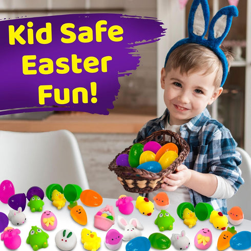 stargo 36 Pack Colorful Prefilled Easter Eggs bulk with mochi Squishy Easter toys - Plastic easter Eggs with squshies