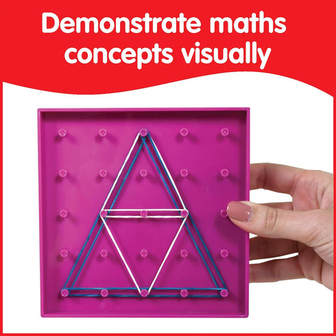 Set Set 6 3+ 5 5 Grid/12 edxeducation Double-Sided Geoboard | of with Rubber Bands | Ages | Math Resources, Fine Motor