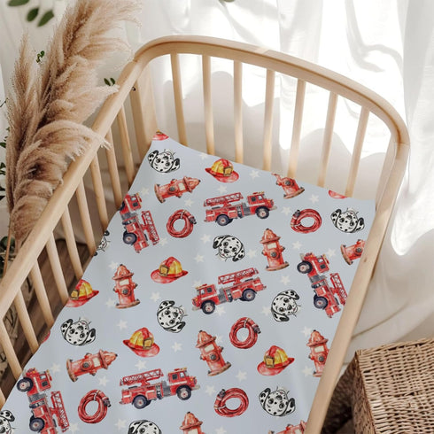 Wicbfdfv Cute Firetruck Dog Fireman Hat Baby Crib Sheets for Boy Girl 28x52