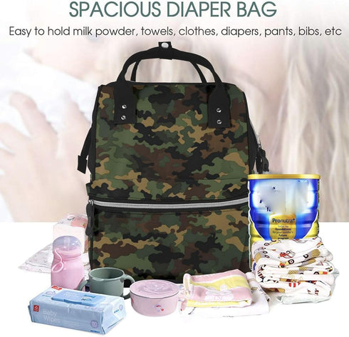 FHEDVBN Backpack Mummy Backpacks Daypack Camouflage Pattern Diaper Bag for Women Multifunction Waterproof for Mom Dad