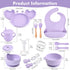 mraisebossup Set 15 Setpurple Silicone Baby Feeding PcsBaby Spoons Suction Bowl Divided Plate Bib Cup Finger Brush