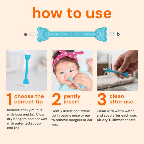 oogiebear: Baby Nose Cleaner & Ear Wax Removal Tool - Safe Booger & Earwax Removal for Newborns, Infants, Toddlers