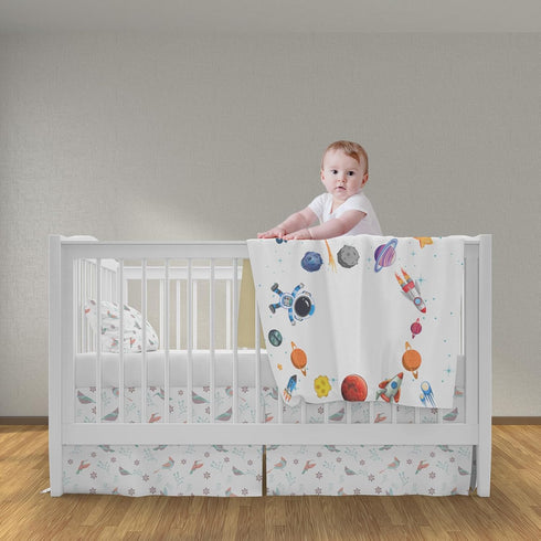 Rocket Baby Month Blanket for Newborn Photo - Space Baby Age Blanket with 2 Frame B35-1