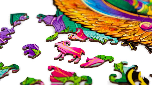 Wooden Jigsaw Puzzle - Cat Animal-Shaped Fantasy Puzzle, 208 Unique Pieces, Size King (17.7" x 16.9")
