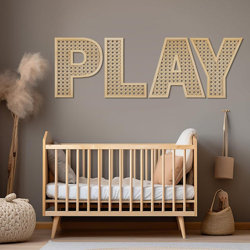 GlikCeil Set 12 15 Playroom Decor Rattan Letters x Boho Wall Signs for Bedroom Large Wooden Rattan Letters for Toddler