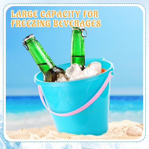12 Pack 9 Inch Large Sand Bucket with Shovel, Beach Bucket Toys for Kids, Plastic Bucket with Handles for Summer
